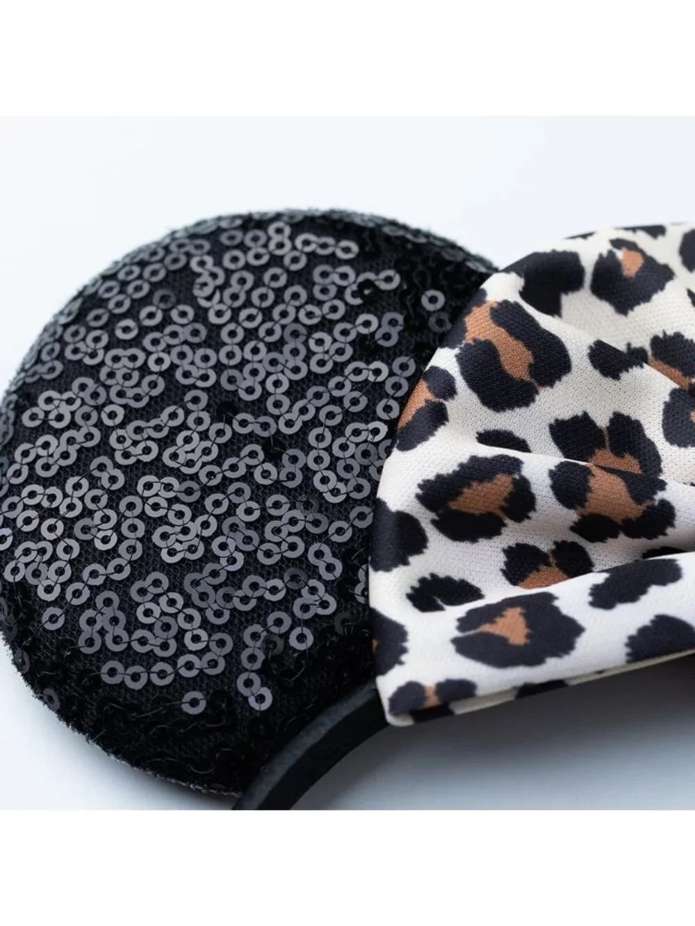 Women Leopard Black Shiny Bow Mickey Mouse Hair Headband For Cosplay